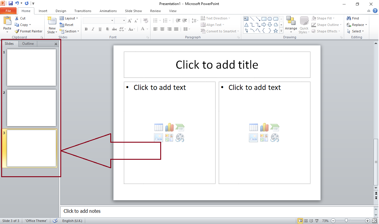 Selecting a Slide