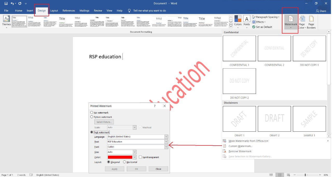 Text Background Watermark in MS Word Text Background Watermark in MS Word